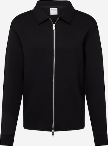 SELECTED Zip-Up Hoodie in Black: front