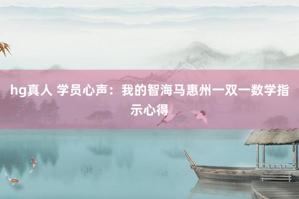 hg真人 学员心声：我的智海马惠州一双一数学指示心得