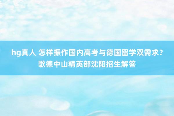 hg真人 怎样振作国内高考与德国留学双需求？歌德中山精英部沈阳招生解答