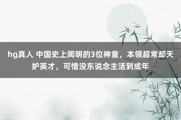 hg真人 中国史上闻明的3位神童，本领超常却天妒英才，可惜没东说念主活到成年